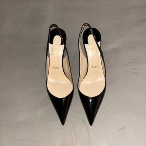 Christian Louboutin Clare Slingback Black Patent Pumps 80mm in size 38.5mm.